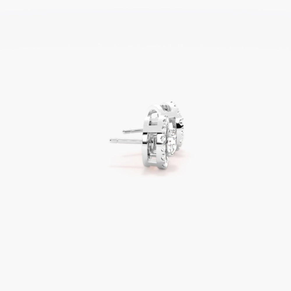 Round Cut Moissanite Halo Style  Stud Earring