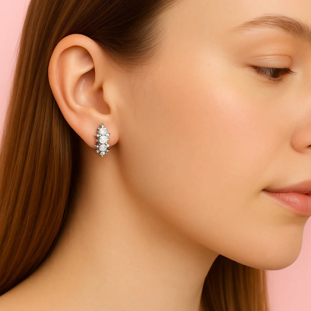 Round Cut Moissanite Classic Hoop Earrings For Women