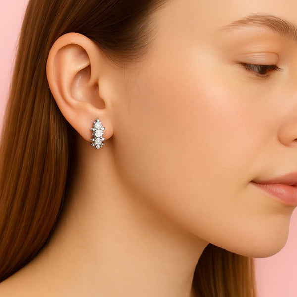 Round Cut Moissanite Classic Hoop Earrings For Women