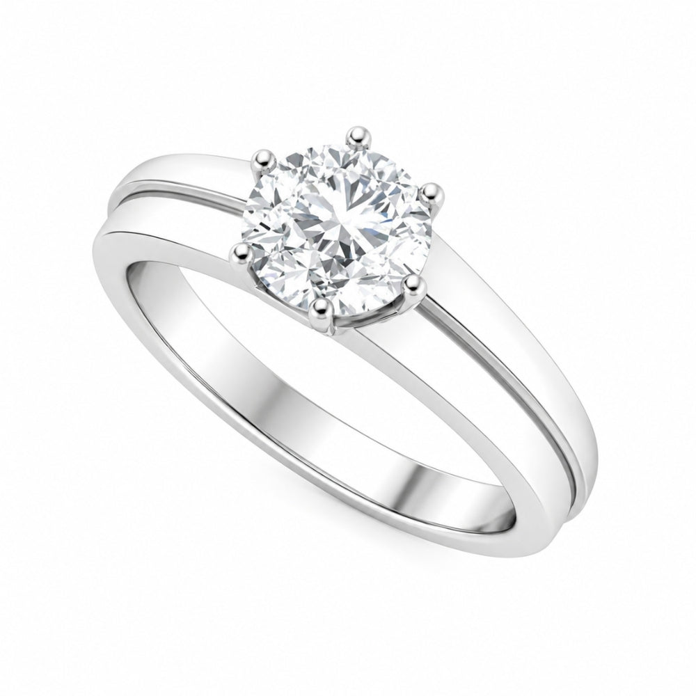 Round Cut Lab Grown Diamond Six Prong Solitaire Engagement Ring