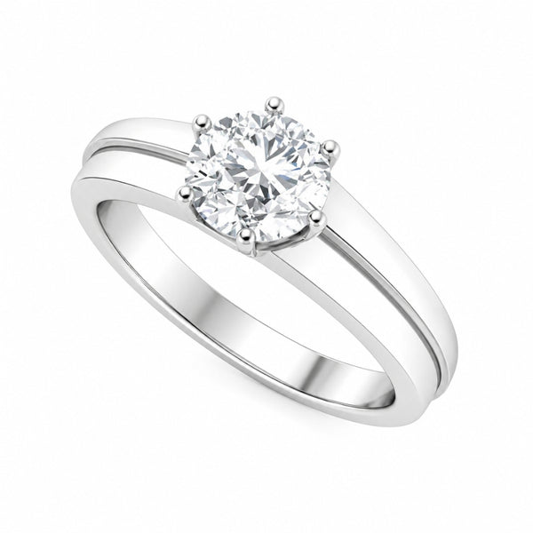 Round Cut Lab Grown Diamond Six Prong Solitaire Engagement Ring