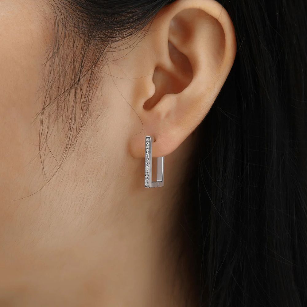 Colorless Moissanite Round Cut Hoop Earrings For Her