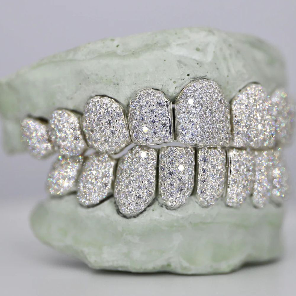 Colorless Moissanite Iced Out Grillz For Him