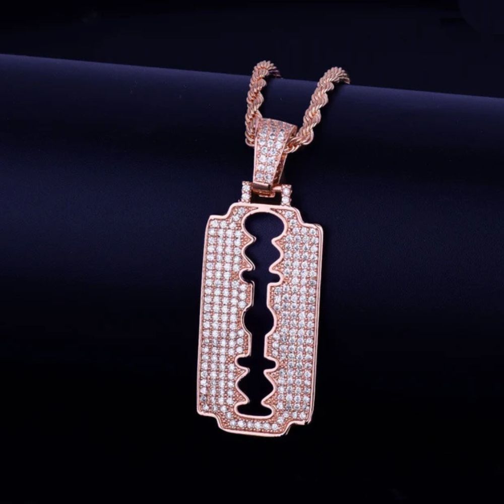 Lab Grown Diamond Round Cut Hip Hop Blade Pendant