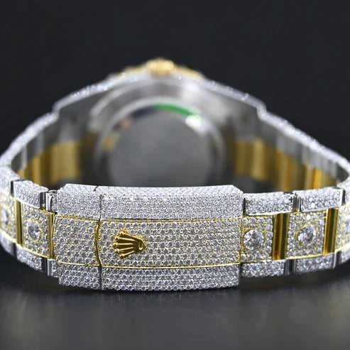 Roman Numerical Automatic Movement Dual Tone Hip Hop Watch for Men's