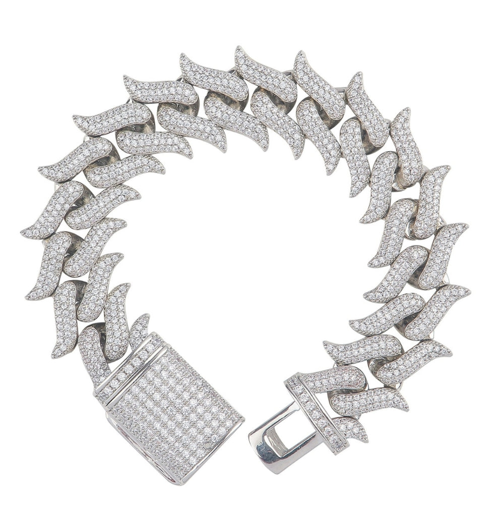 Round Cut Moissanite Iced Out Link Hip Hop Bracelet