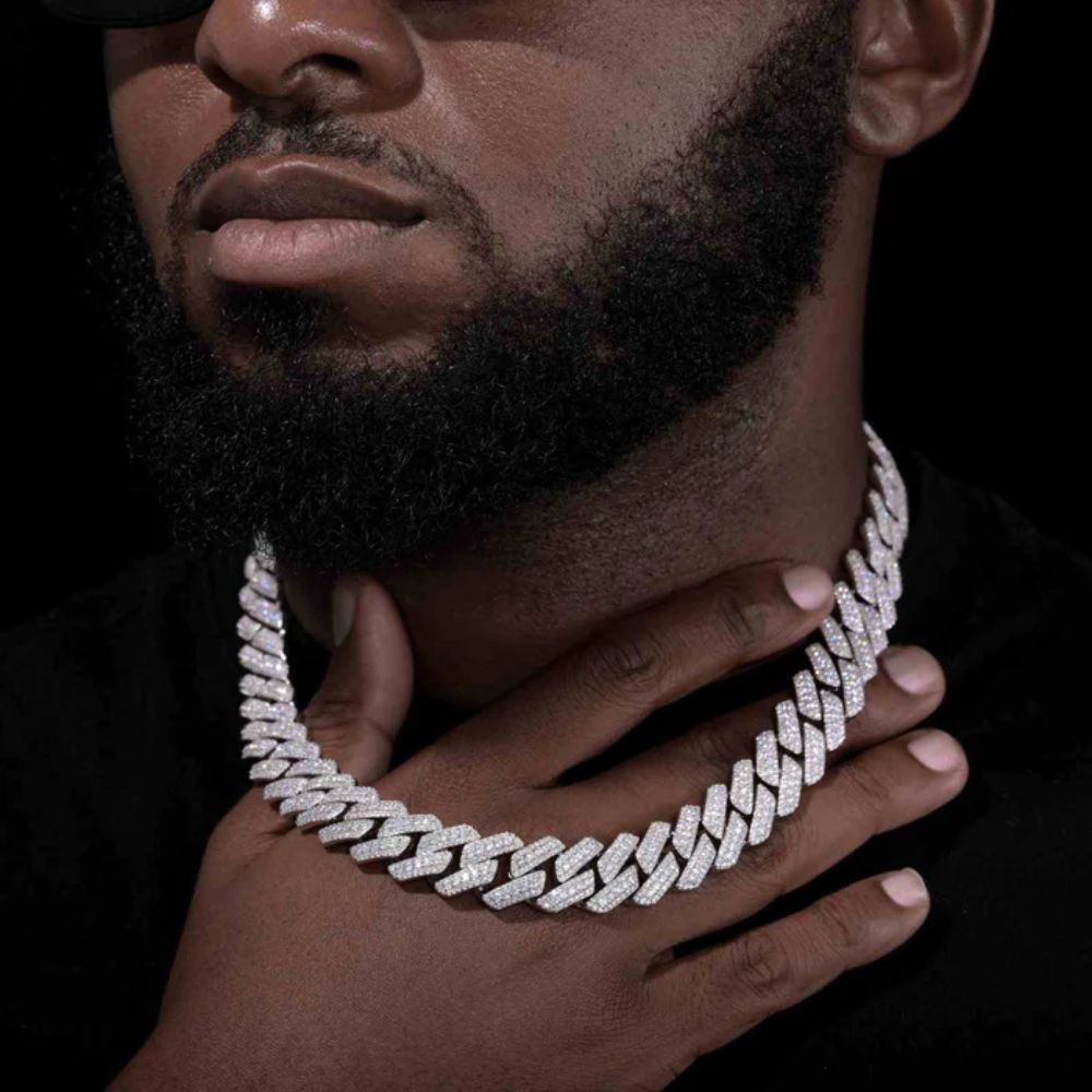 Lab Grown Diamond Round Cut Cuban Link Chain For Men
