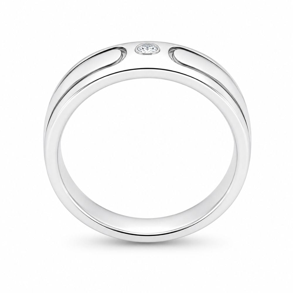 Round Cut Lab Grown Diamond Bezel Set Men's Wedding Band