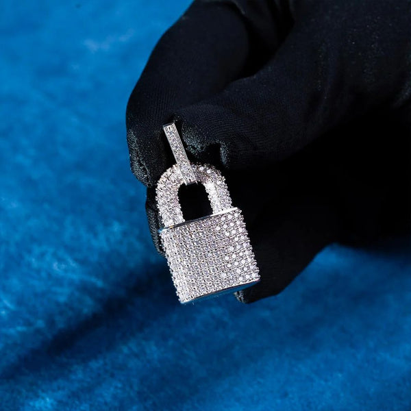 Iced Out Padlock Pendant VVS1 Moissanite Hip Hop Necklace