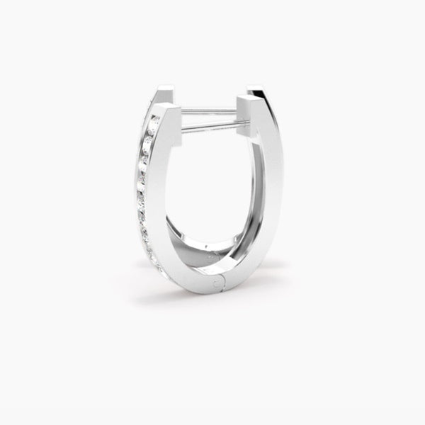 Channel Set Round Cut Moissanite Hoop Earrings