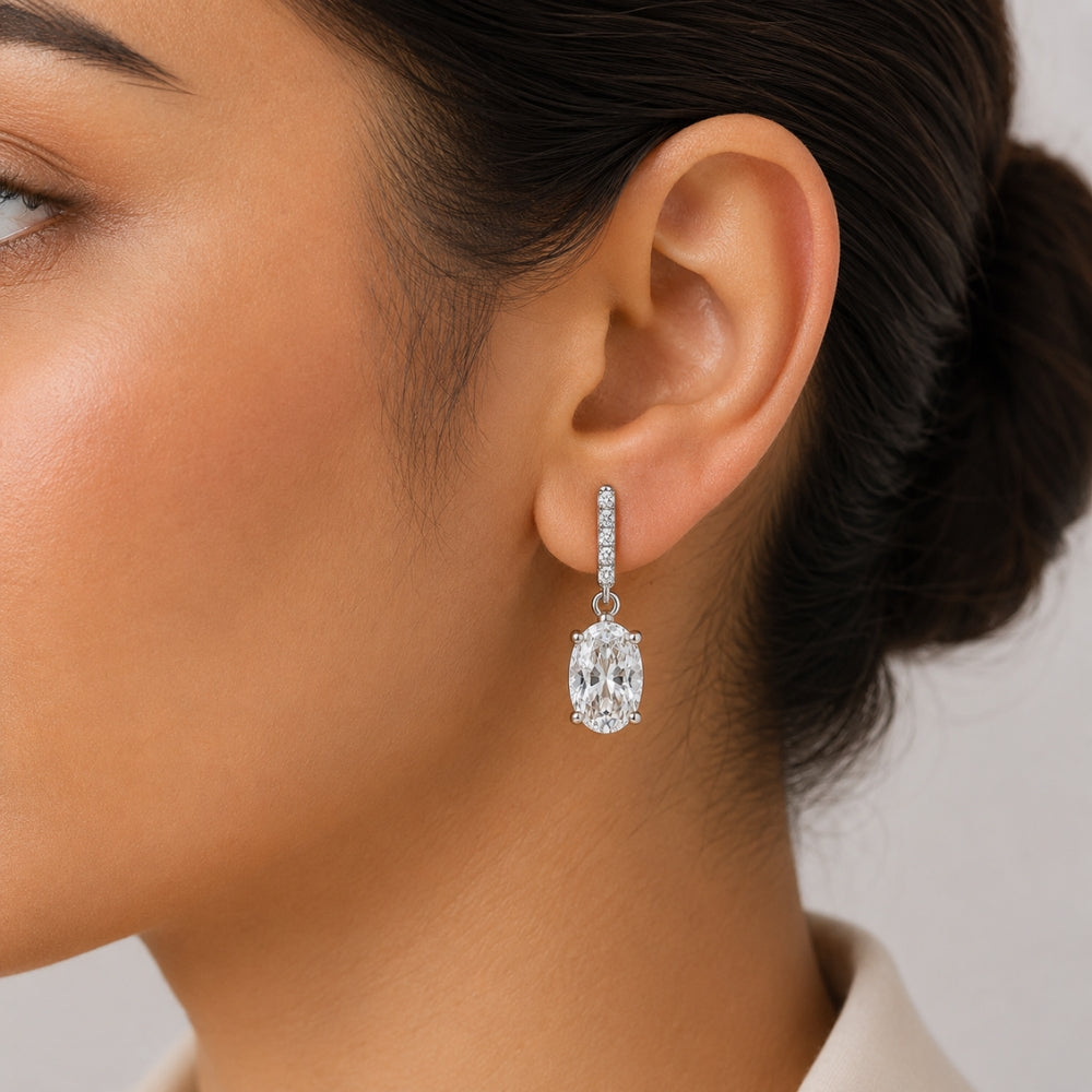 Oval Cut Moissanite Drop Dangle Earrings For Women