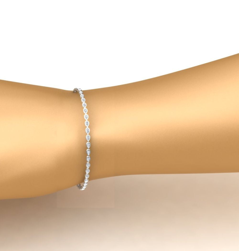 Moissanite Pear Cut Bezel Set Women's Bracelet