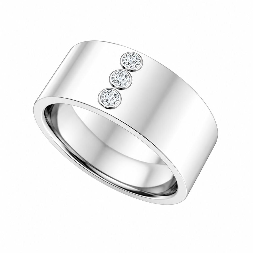 Round Cut Bezel Set Lab Grown Diamond Wedding Band For Men