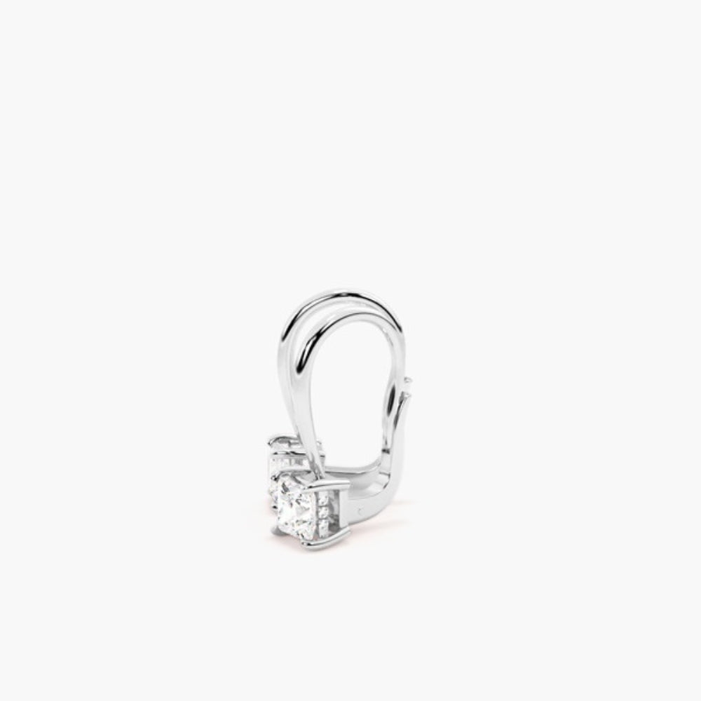Princess Cut Cololess  Moissanite Hoop Earring