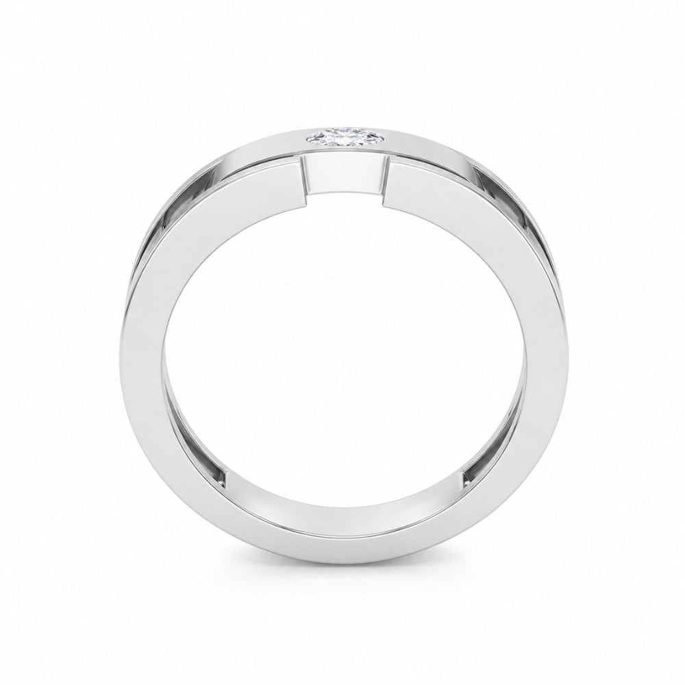 Round Cut Lab Grown Diamond Flush Set Wedding Band For Men