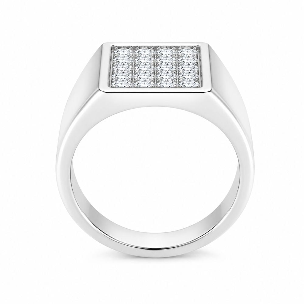 Lab Grown Diamond Round Cut Pave Set Men's Ring For Birthday Gift