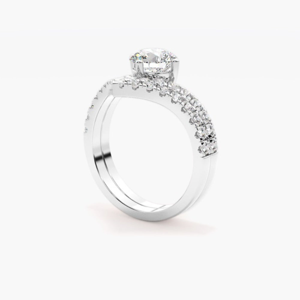 Round Cut Pave Set Moissanite Pave Set Ring Set For Anniversary Gift