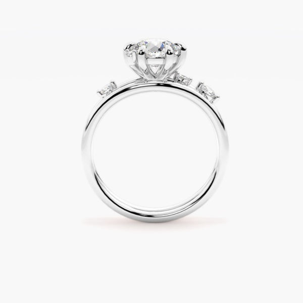 Round Cut Moissanite Unique Style Wedding Ring Set