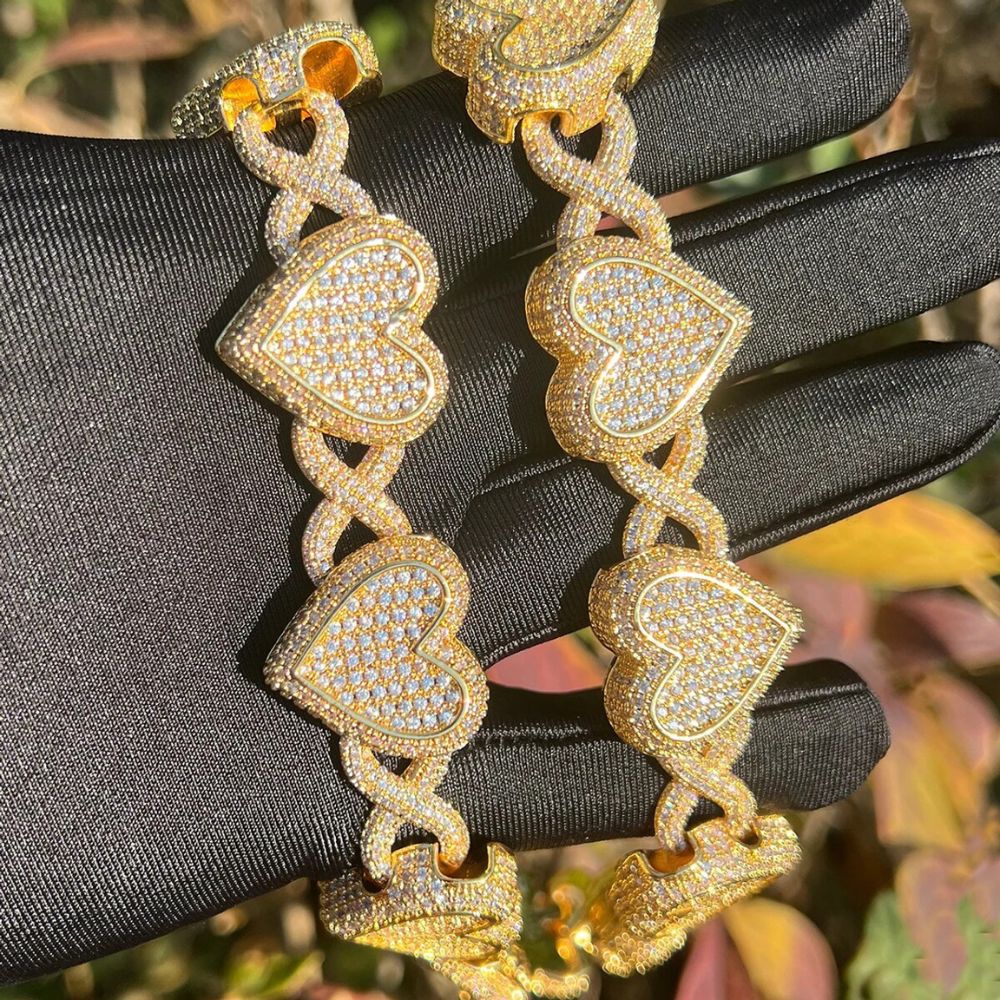 Round Cut Lab Grown Diamond Heart Infinity Iced Out Chain