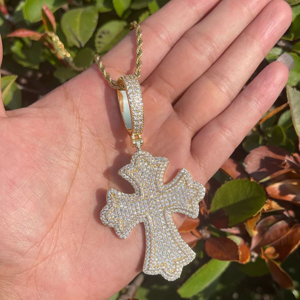 Lab Grown Diamond Round Cut Cross Hip Hop Pendant