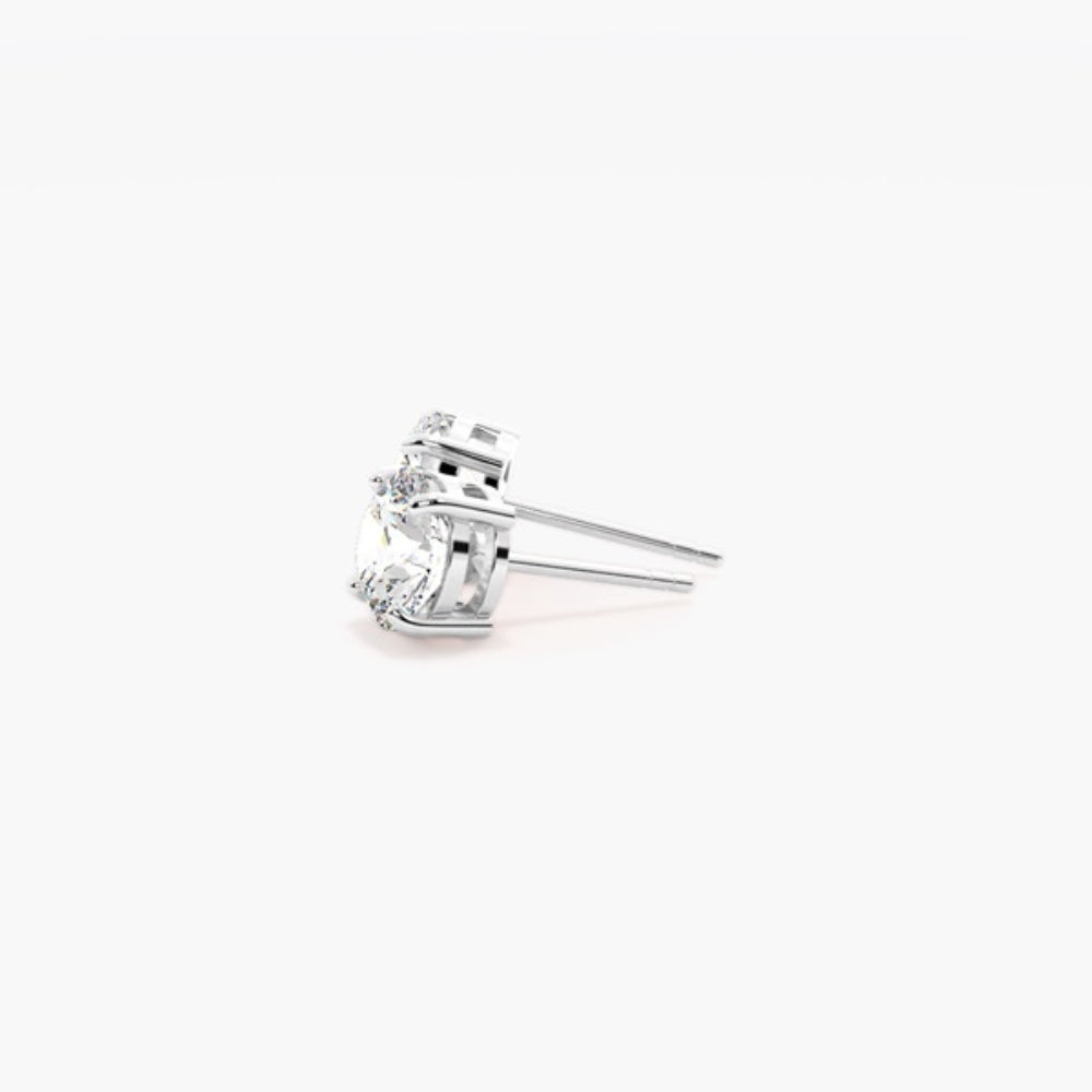 Moissanite Round Cut Solitaire Stud Earring For Women