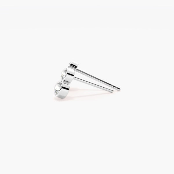 Colorless Round Cut Two Stone Bezel Set Earring