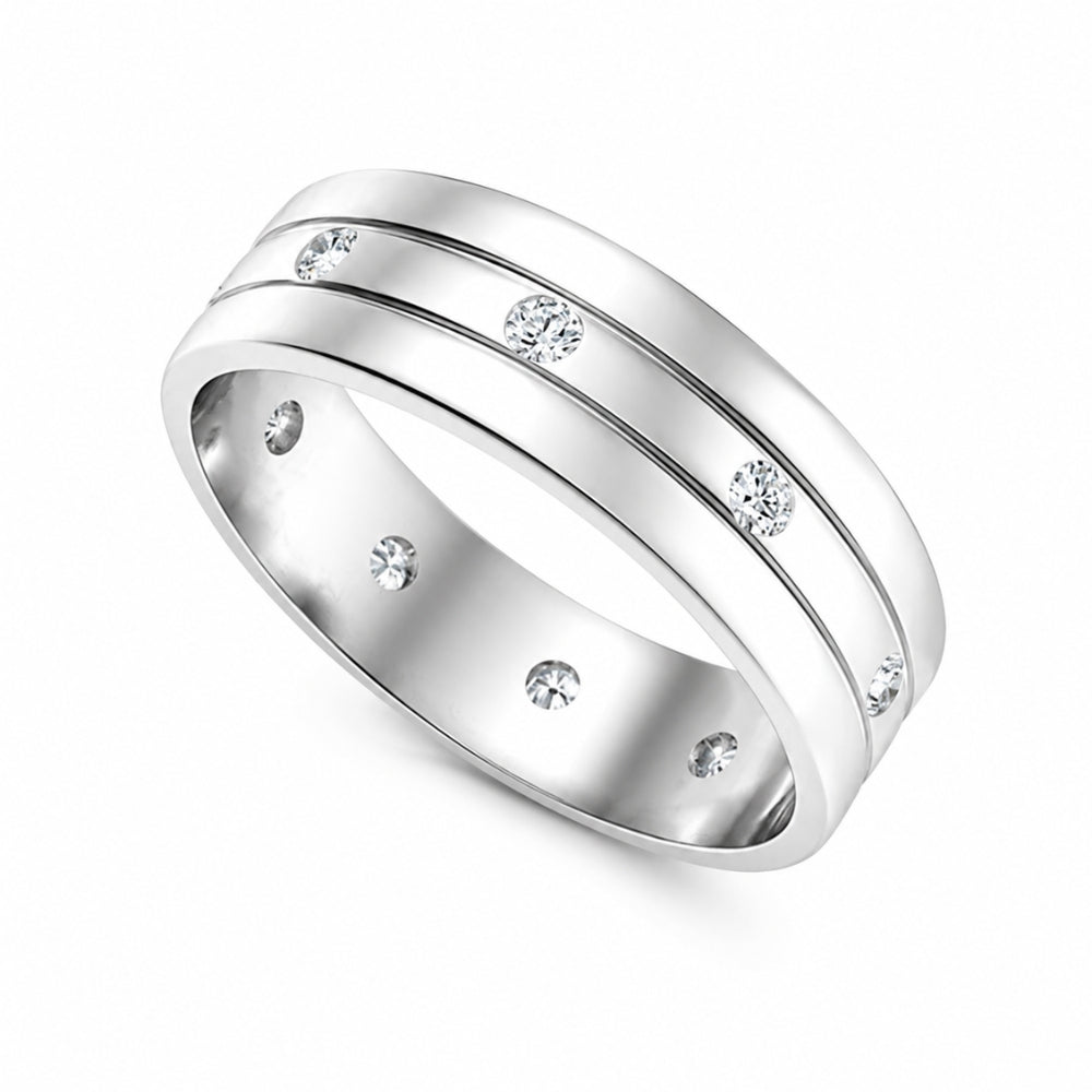 Lab Grown Diamond Round Cut Flush Set Men's Wedding Band