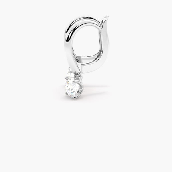 Round Cut Moissanite Solitaire Hoop Earrings