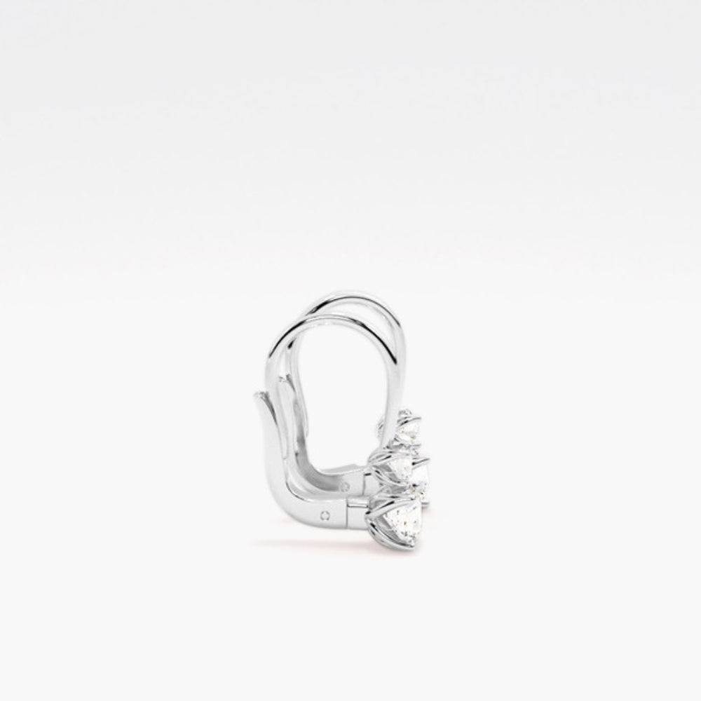 Round Cut VVS1 Moissanite Two Stone Hoop Earring
