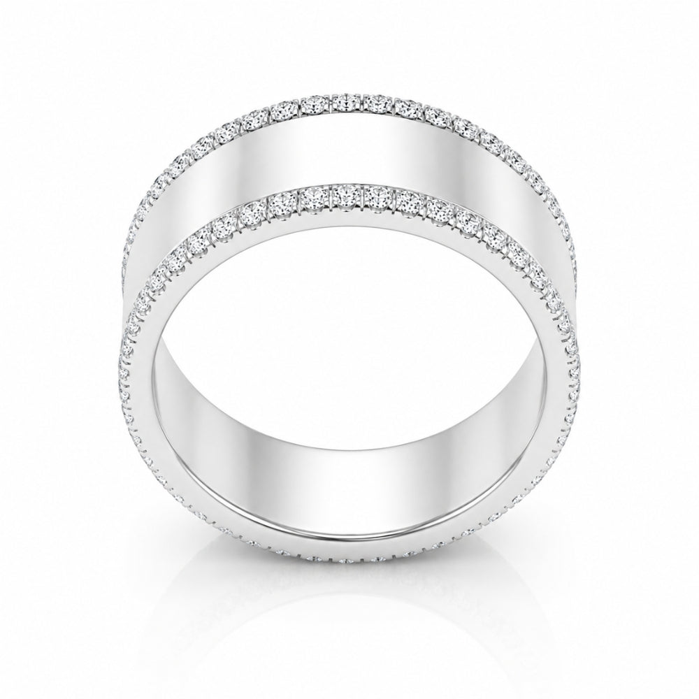 Round Cut Lab Grown Diamond Pave Set Wedding Band For Men