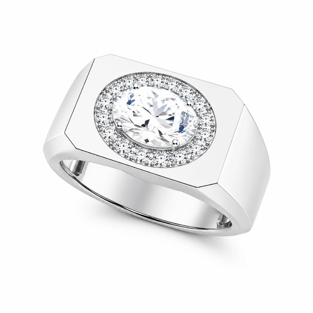 Oval Cut Lab Grown Diamond Halo Style Ring For Birthday Gift