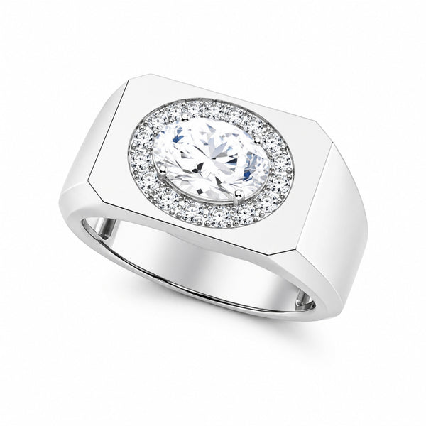 Oval Cut Lab Grown Diamond Halo Style Ring For Birthday Gift