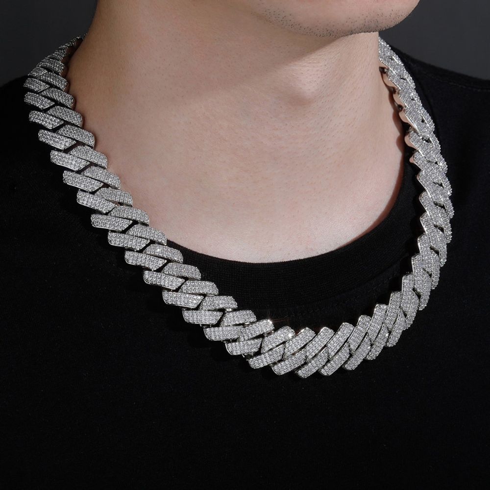 Lab Grown Diamond Round Cut Cuban Link Chain For Men