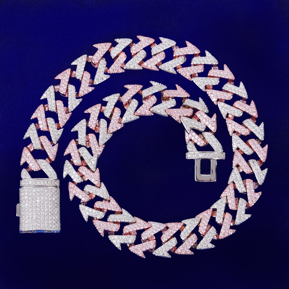 Round Cut Lab Grown Diamond Figaro Link Cuban Chain