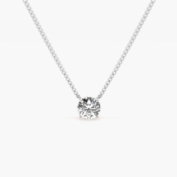 Colorless Moissanite Round Cut Basket Prong Solitaire Pendant