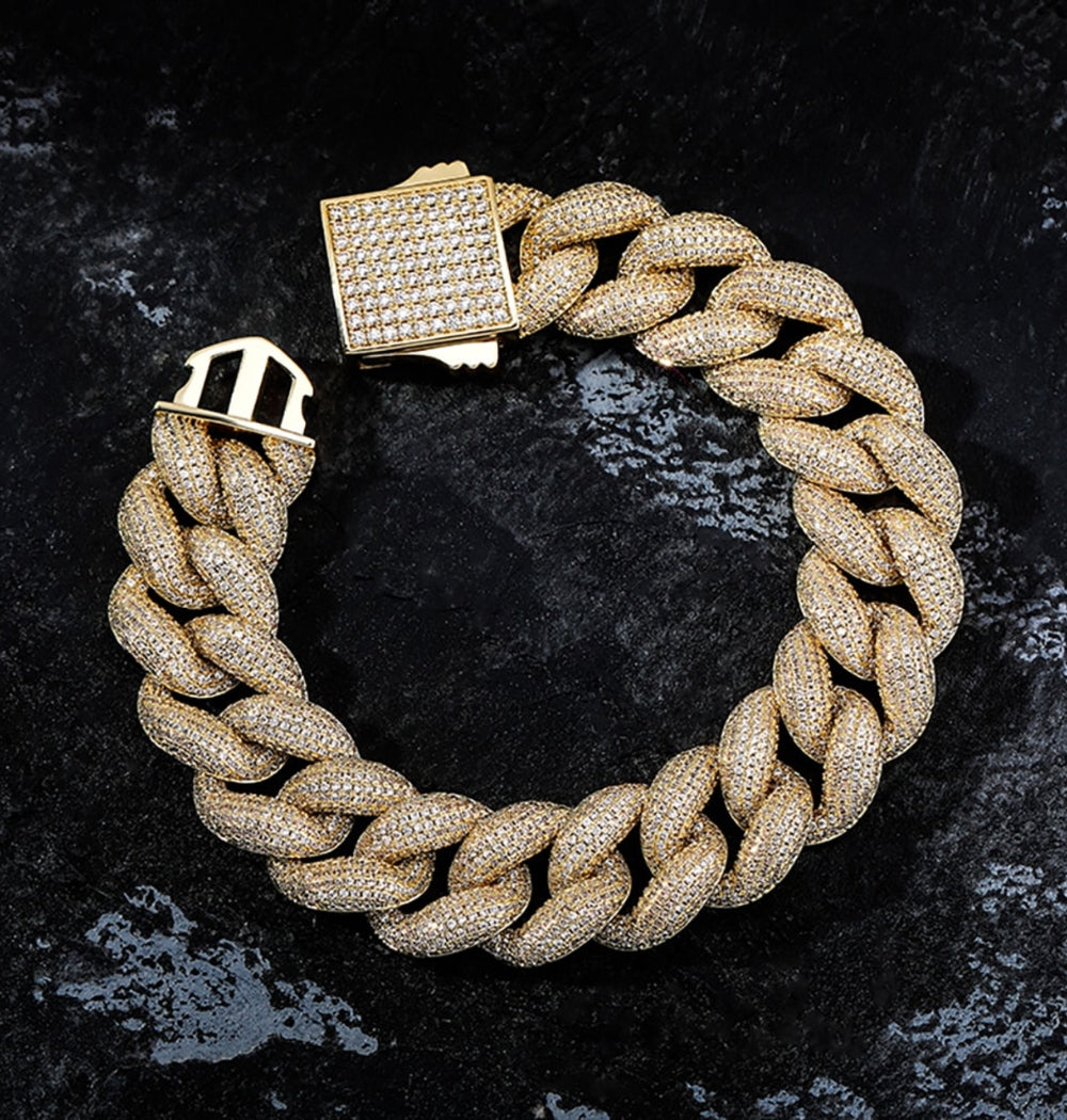 Colorless Moissanite Iced Out Cuban Hip Hop Bracelet