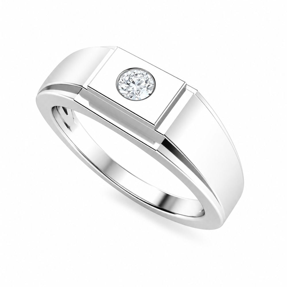 Round Cut Lab Grown Diamond Flush Set Men's Ring For Anniversary Gift