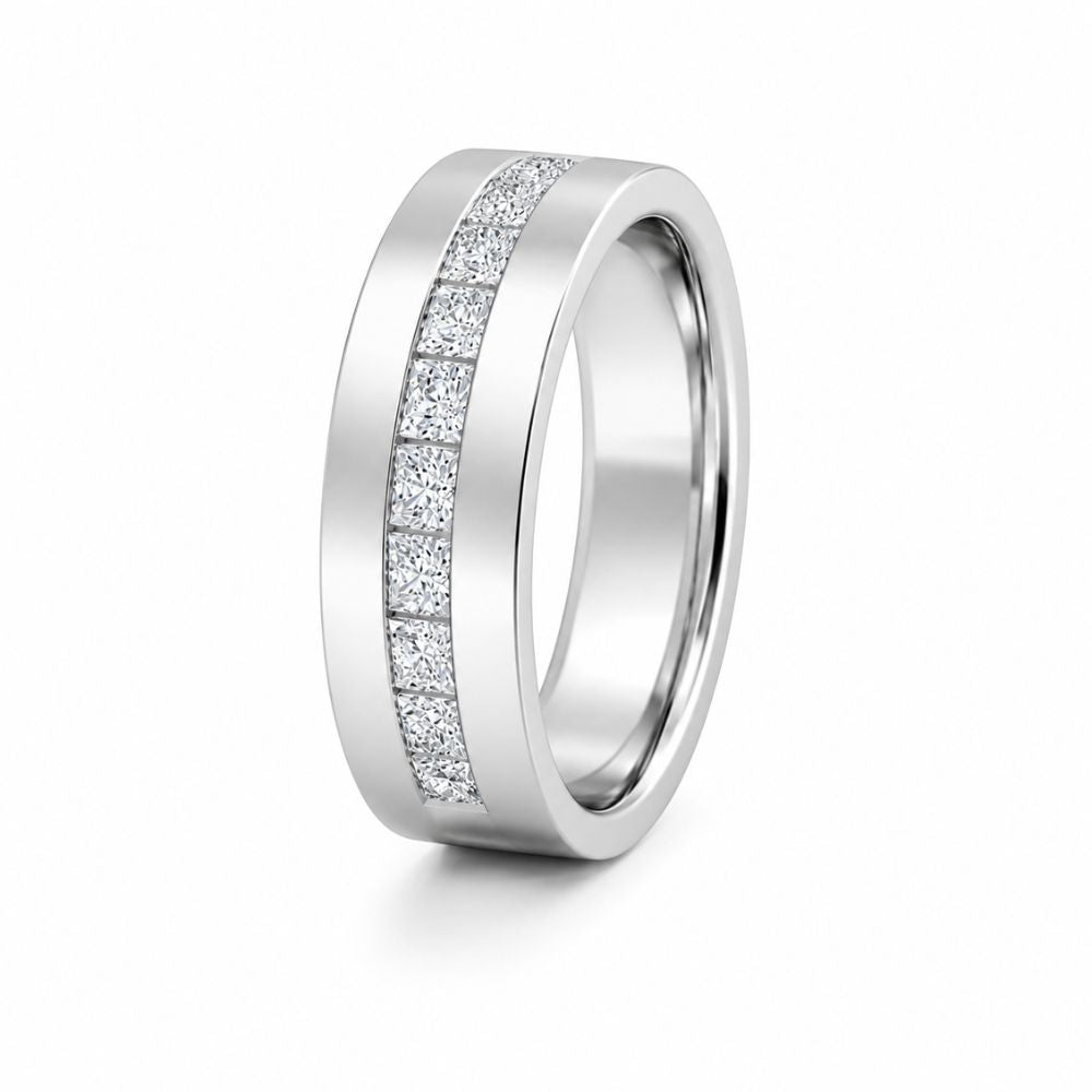 Princess Cut Lab Grown Diamond Channel Set Wedding Band
