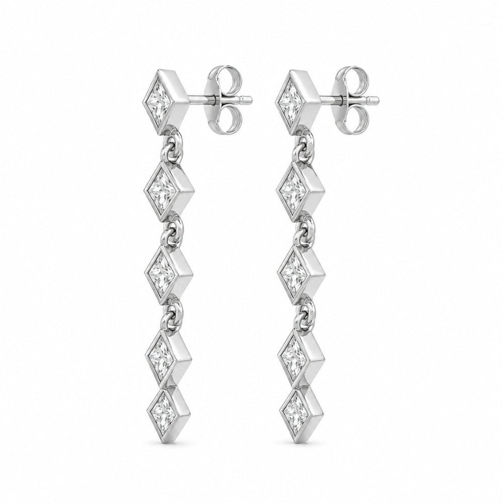 Princess Cut Bezel Set Moissanite Women's Earrings For Birthday Gift