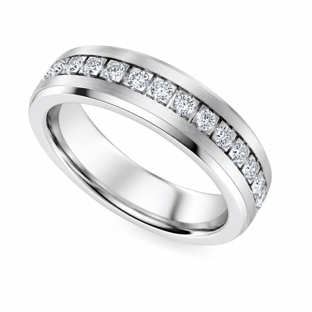 Lab Grown Diamond Round Cut Pave Set Wedding Band For Men