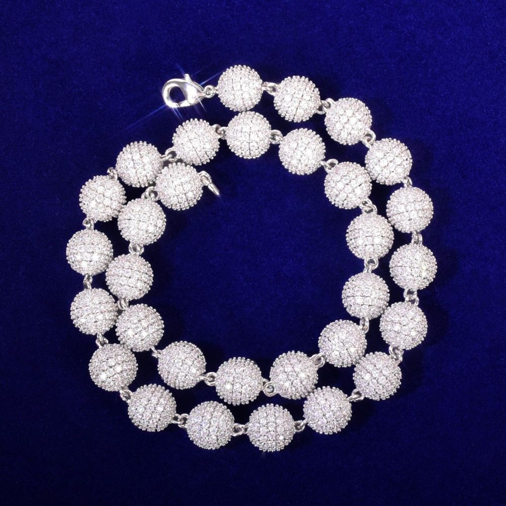 Round Cut Lab Grown Diamond Ball Style Link Chain