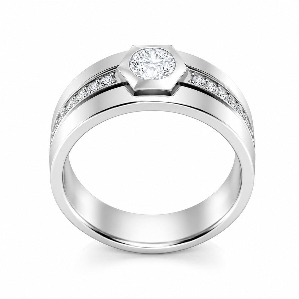 Lab Grown Diamond Round Cut Bezel Set Promise Band
