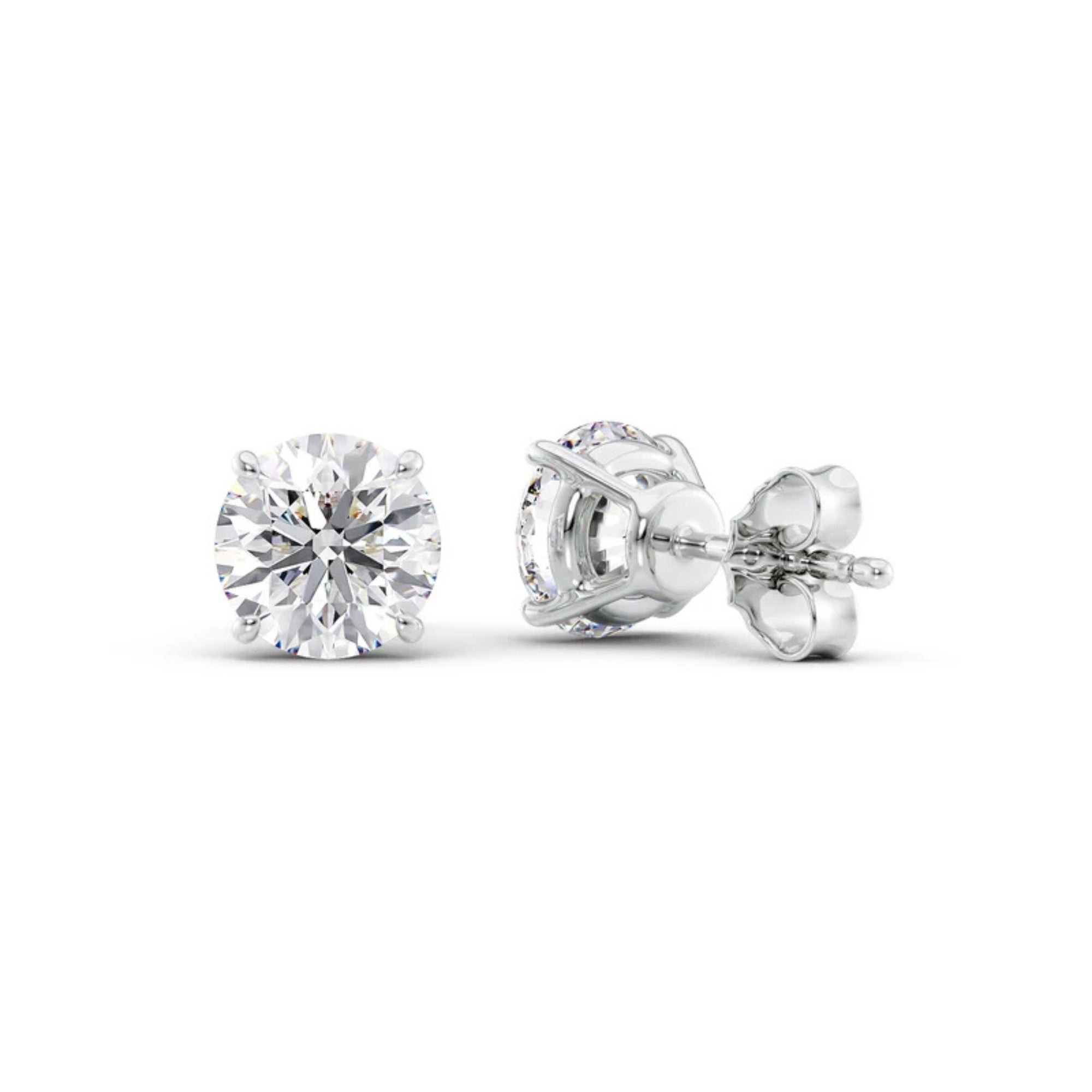 Round Cut Basket Prong Moissanite Stud Earring