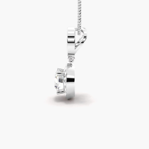 Moissanite Round Cut Halo Style Pendant For Her