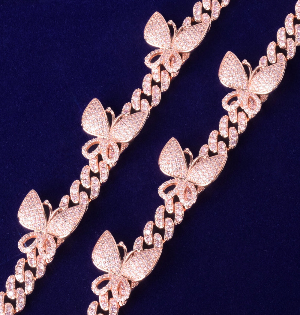 Iced Out Butterfly Cuban Link Men's Hip Hop Bracelet