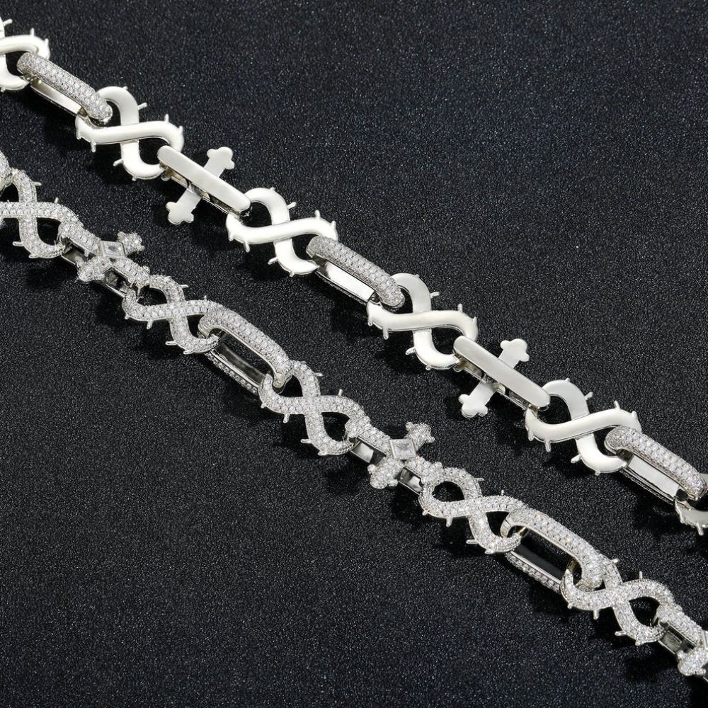 Iced Out Moissanite Infinity Cross Link Hip Hop Chain For Men