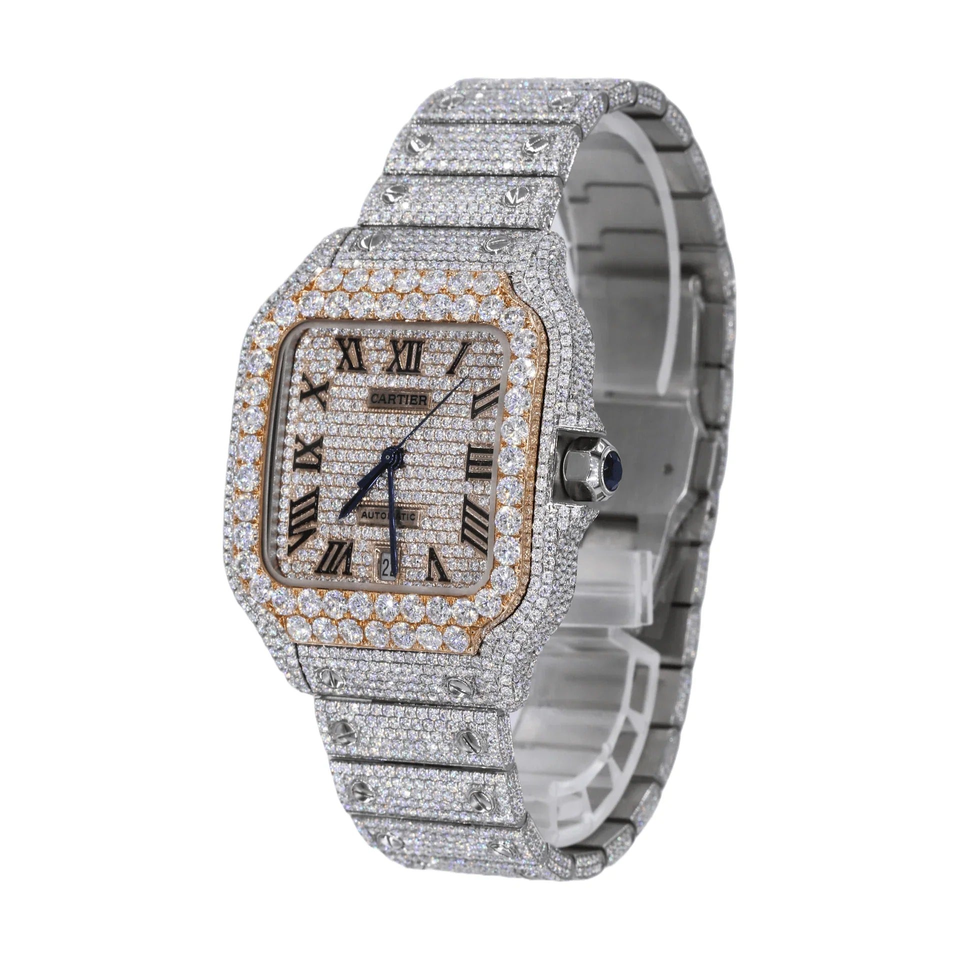 Cartier Automatic Movement Dual Tone Luxury Watch Gift For Him