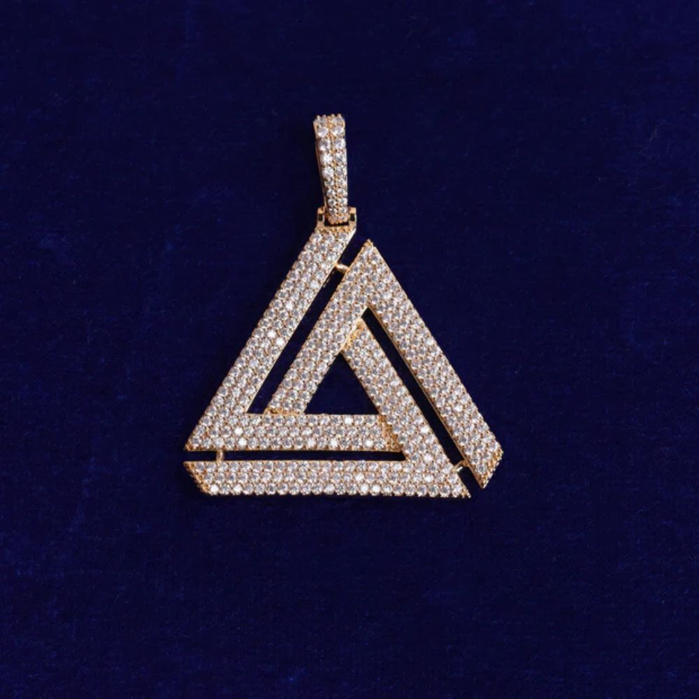 Round Cut Lab Grown Diamond Triangle Pyramid Hip Hop Pendant