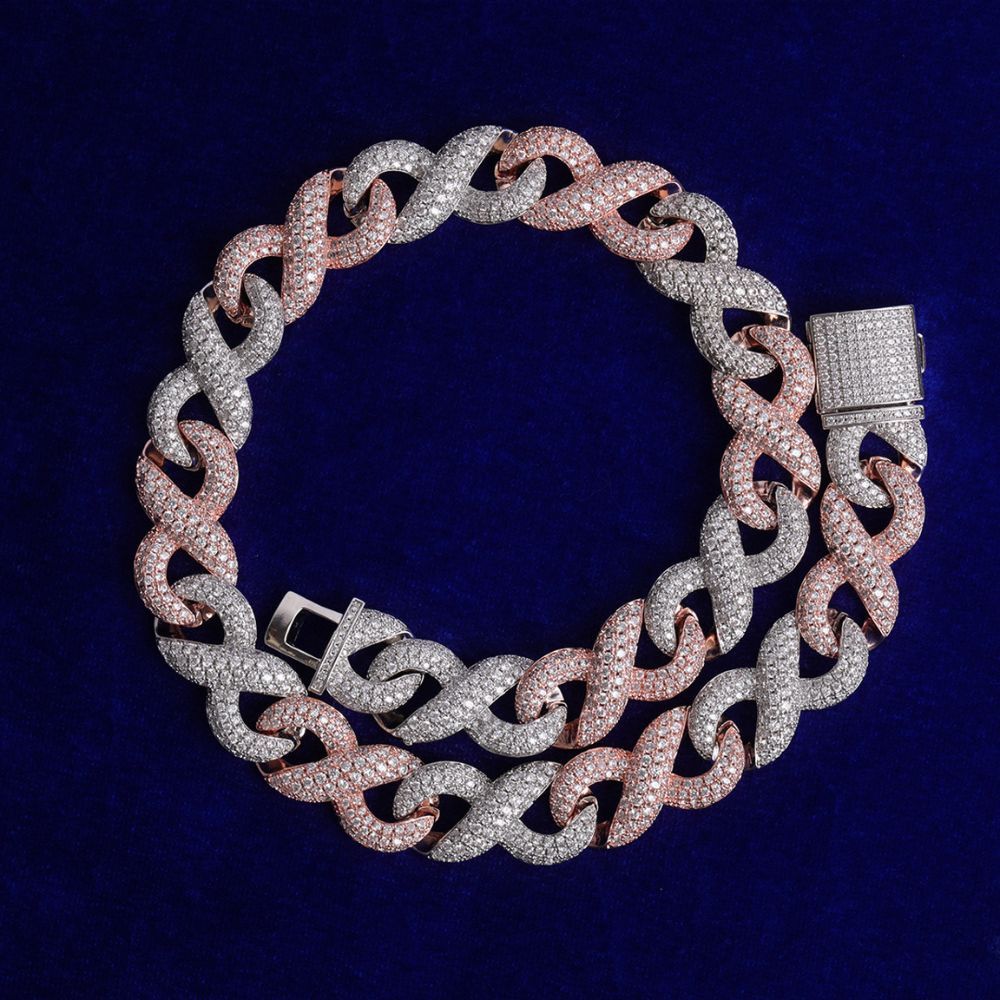 Round Cut Lab Grown Diamond Infinity Link Cuban Chain
