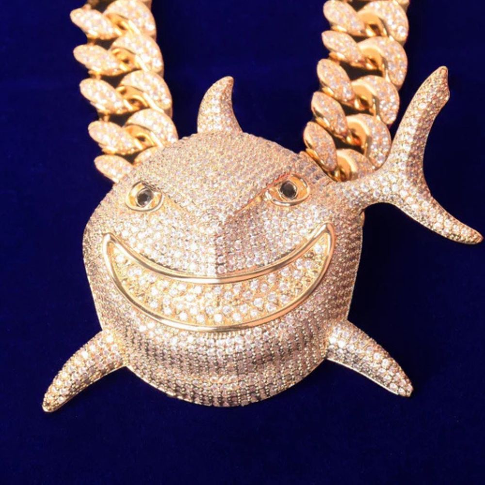 Lab Grown Diamond Round Cut Shark Face Hip Hop Pendant